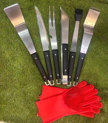 BBQ Σετ 6 Τεμάχια Πολυτελείας Stainless Steel από ανοξείδωτο ατσάλι με δώρο βαλιτσάκι και Γάντια σιλικόνης - BARBEQUEThe GrBazaar of BrandsThe GrBazaar of BrandsBBQ Σετ 6 Τεμάχια Πολυτελείας Stainless Steel από ανοξείδωτο ατσάλι με δώρο βαλιτσάκι και Γάντια σιλικόνης