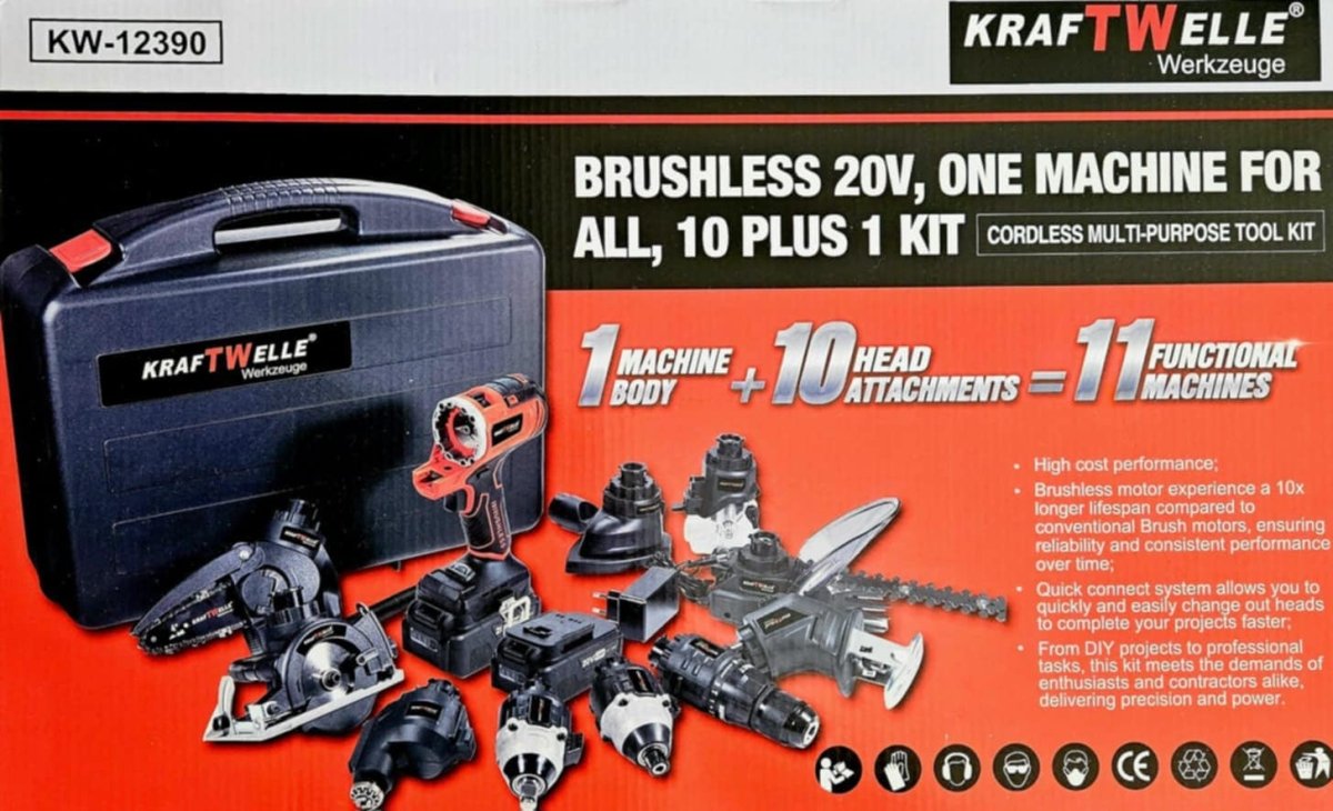 KRAFTWELLE KW - 12390 | Επαναφορτιζόμενο Πολυεργαλείο 20V με 10 Εξαρτήματα – 11 σε 1 - ΧΟΡΤΟΚΟΠΤΙΚΑKrafTWelle®The GrBazaar of BrandsKRAFTWELLE KW - 12390 | Επαναφορτιζόμενο Πολυεργαλείο 20V με 10 Εξαρτήματα – 11 σε 1