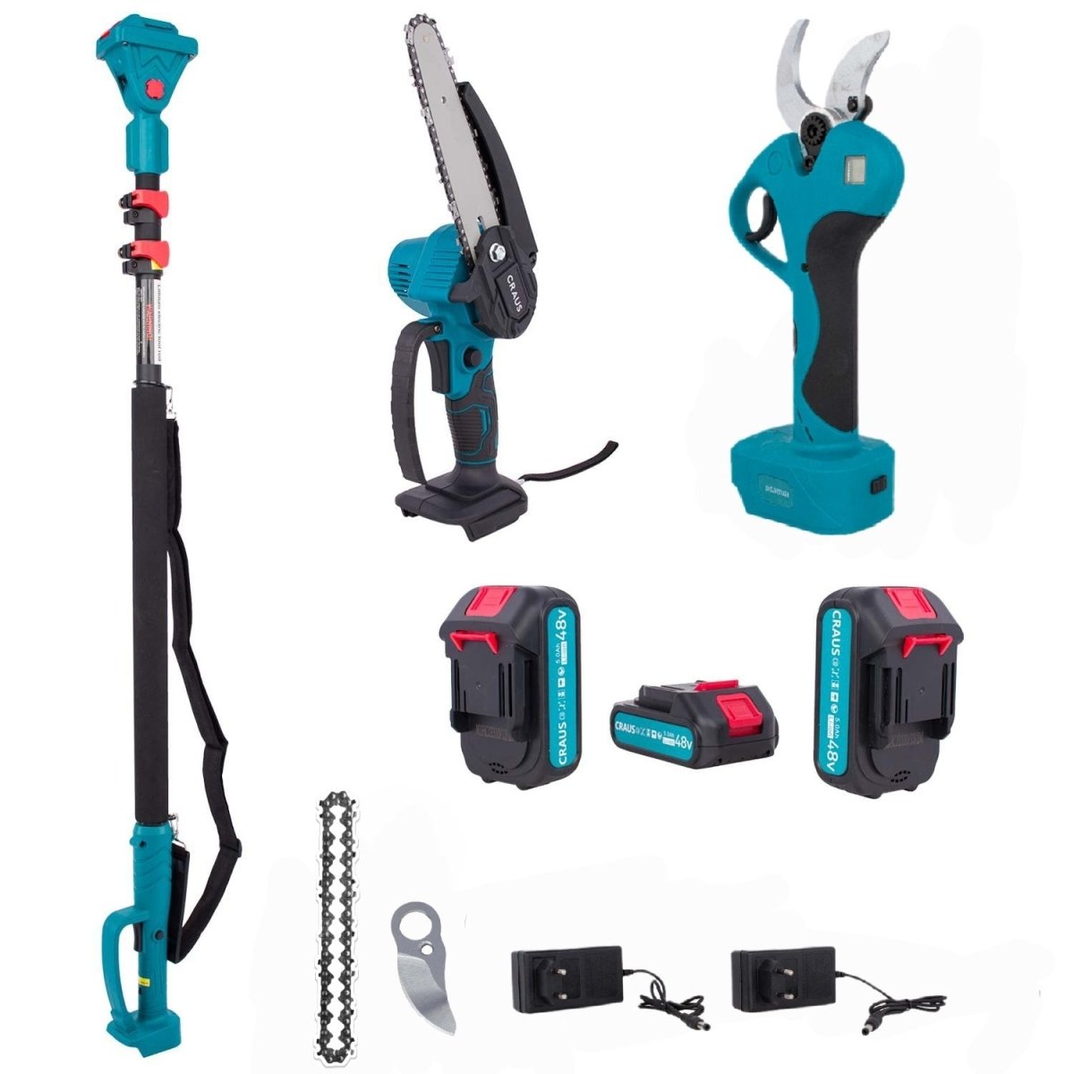 Σετ Εργαλείων Κλαδέματος Μπαταρίας 48V – 3 σε 1 με Κονταροπρίονο, Μίνι Αλυσοπρίονο & Ηλεκτρικό Ψαλίδι Κλαδέματος - ΠΡΙΟΝΙΑThe GrBazaar of BrandsThe GrBazaar of BrandsΣετ Εργαλείων Κλαδέματος Μπαταρίας 48V – 3 σε 1 με Κονταροπρίονο, Μίνι Αλυσοπρίονο & Ηλεκτρικό Ψαλίδι Κλαδέματος