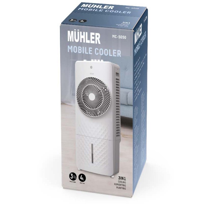 Air cooler 3 σε 1 Muhler MC - 5050, 65 W, 4l, 3 ταχύτητες, 3 τρόποι λειτουργίας, Περιστροφή, Λευκό - ΨΥΞΗMuhler®The GrBazaar of BrandsAir cooler 3 σε 1 Muhler MC - 5050, 65 W, 4l, 3 ταχύτητες, 3 τρόποι λειτουργίας, Περιστροφή, Λευκό
