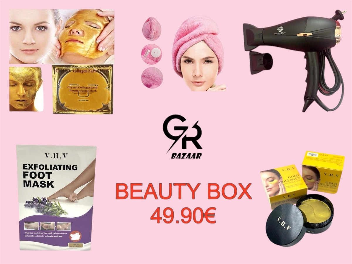 Beauty Box: Πιστολάκι μαλλιών & Μάσκα Ποδιών & 5 Χρυσές Μάσκες & 60 Eye Patches & Πετσέτα μαλλιών - BEAUTYΠΑΚΕΤΟThe GrBazaar of BrandsBeauty Box: Πιστολάκι μαλλιών & Μάσκα Ποδιών & 5 Χρυσές Μάσκες & 60 Eye Patches & Πετσέτα μαλλιών