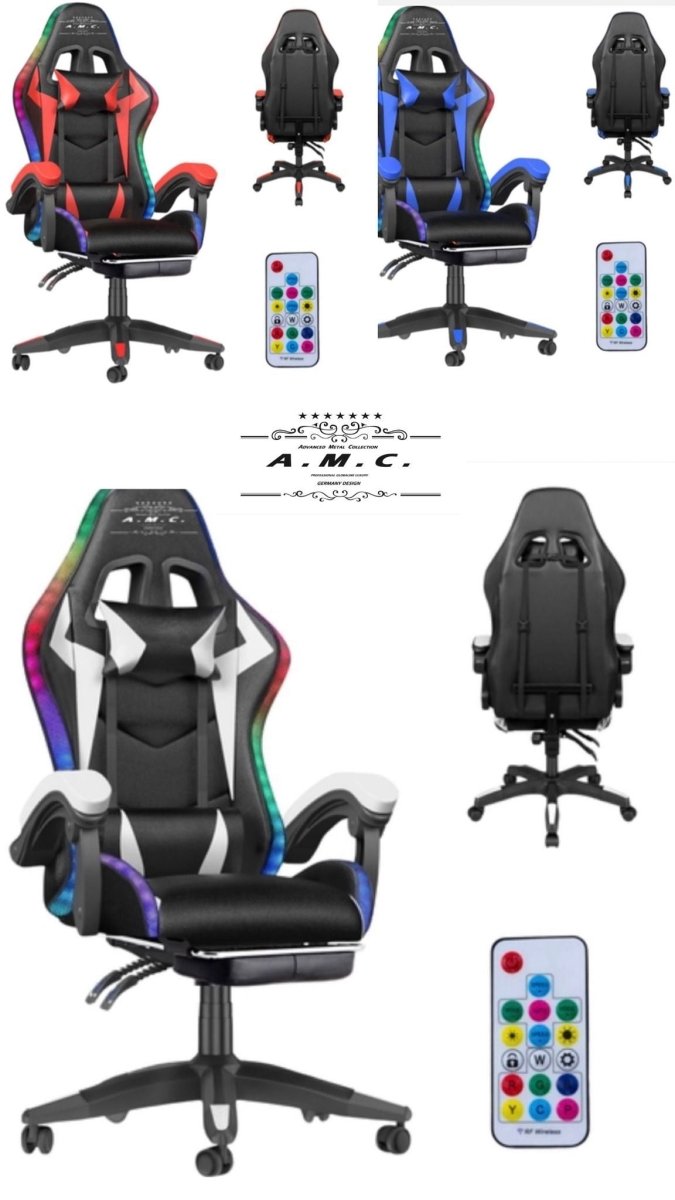 Gaming Καρέκλα A.M.C. με LED RGB Φωτισμό & Χειριστήριο | Εργονομικός Σχεδιασμός για Άνεση & Στυλ - A.M.C.®The GrBazaar of BrandsGaming Καρέκλα A.M.C. με LED RGB Φωτισμό & Χειριστήριο | Εργονομικός Σχεδιασμός για Άνεση & Στυλ
