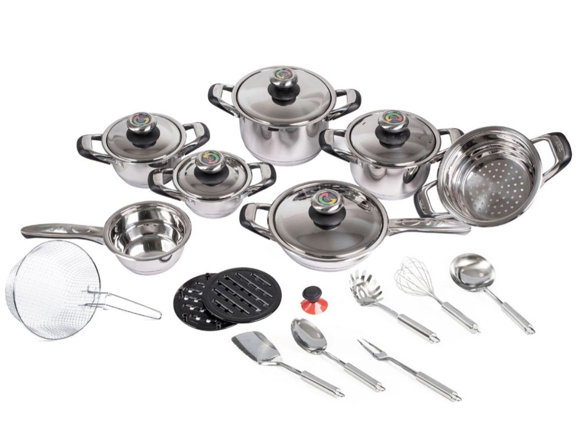 Σετ Μαγειρικών Σκευών A.M.C. 25 Τεμαχίων Inox | Επαγγελματική Ποιότητα – Πολυτελής Κατασκευή – Ολοκληρωμένο Πακέτο Κουζίνας - The GrBazaar of BrandsThe GrBazaar of BrandsΣετ Μαγειρικών Σκευών A.M.C. 25 Τεμαχίων Inox | Επαγγελματική Ποιότητα – Πολυτελής Κατασκευή – Ολοκληρωμένο Πακέτο Κουζίνας