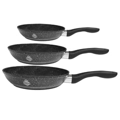 Σετ 3 Μεταλλικά Τηγάνια & Δώρο Σετ 6 μαχαίρια με πάγκο κοπής By Queen - ΤΗΓΑΝΙΑQueen®The GrBazaar of Brands